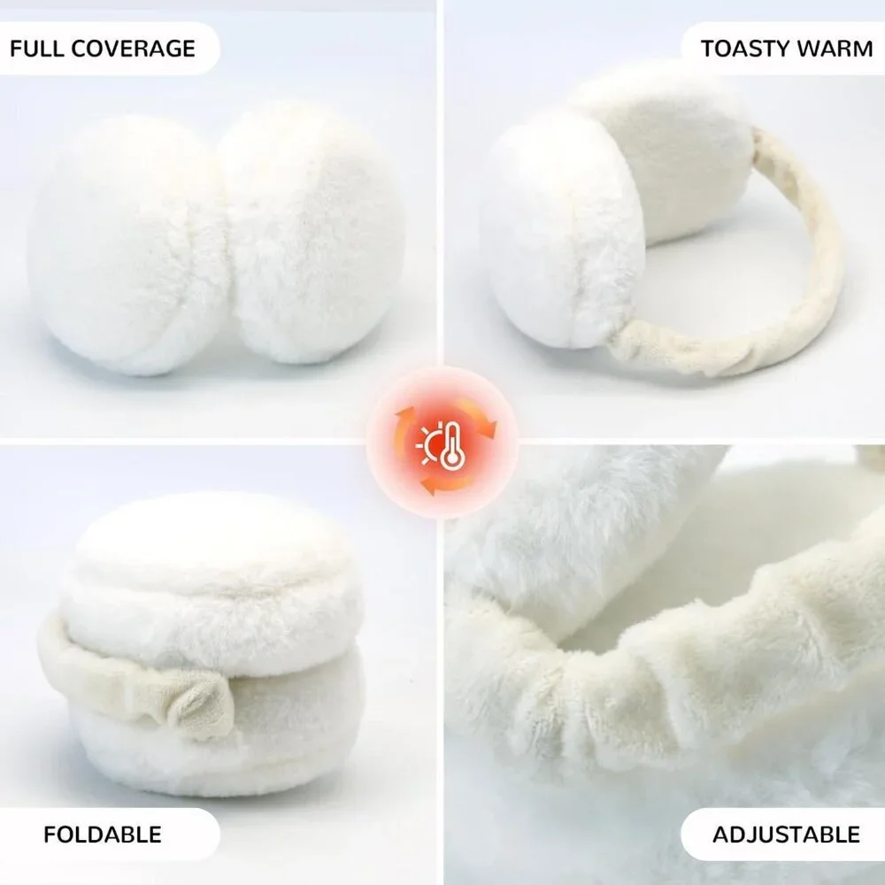 Women Winter Earmuffs Faux Fur Foldable Big Ear Coverage Warm Headbands